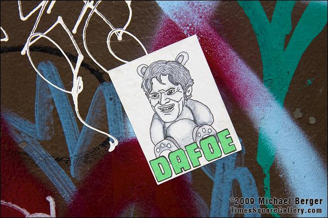 Sticker of Willem Dafoe. Greenwich Village, NYC. 2009.