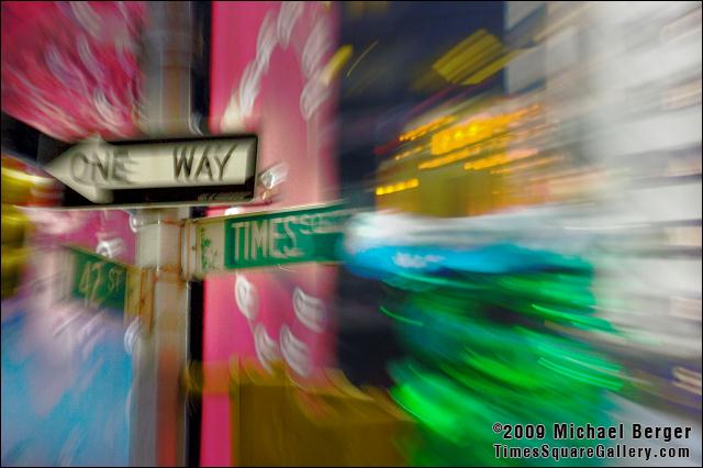 Corner sign posts. Times Square. 2004.