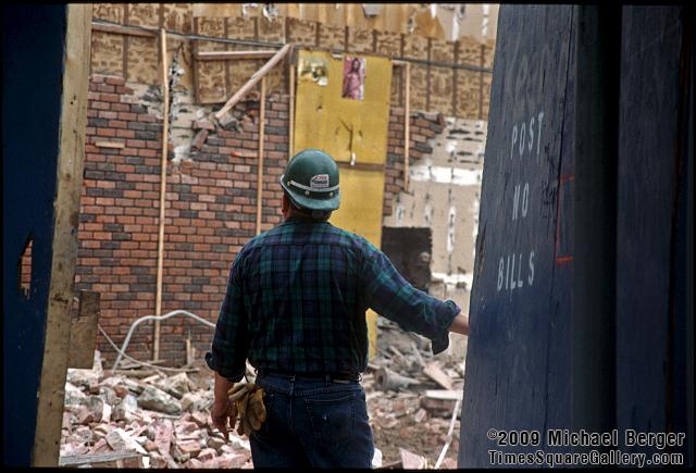 Looking into demolition site on the outh side of 42nd St. between 7th and 8th Avenue. 1997.