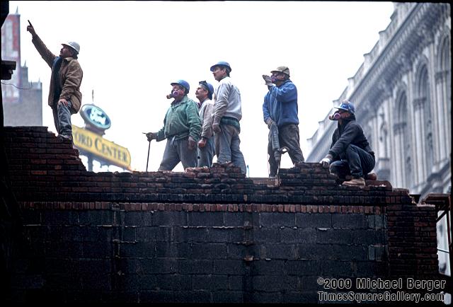Demolition workers, SW corner of 43rd St. and 7th Ave.. 1998.