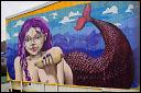 Mermaid painted on the west wall of the Grill House on the Coney Island boardwalk.